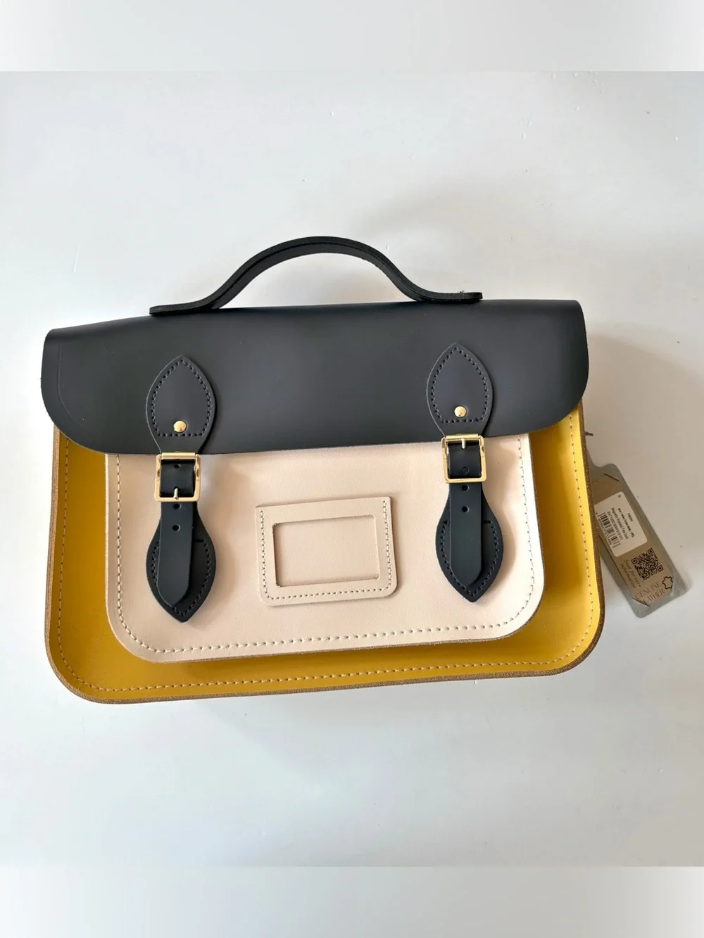 The Cambridge Satchel Co. || Tri-Color Batchel Briefcase Navy Indian Gold NWT